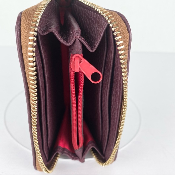 Dooney & Bourke Pebble Grain Zip Around Wallet Bordeaux Color - Picture 4 of 7